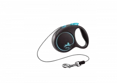 Поводок-рулетка для собак flexi Black Design XS 3 м 8 кг трос, синий