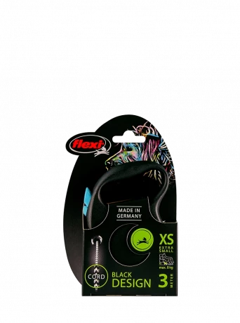 Поводок-рулетка для собак flexi Black Design XS 3 м 8 кг трос, синий