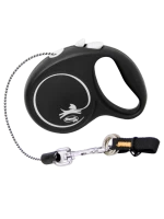 Поводок-рулетка для собак flexi Black Design XS 3 м 8 кг трос, черный