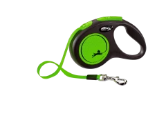 Поводок-рулетка для собак flexi New Neon S 5 м лента, зеленый