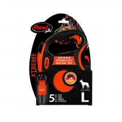 Поводок-рулетка для собак flexi Xtreme L 5 м лента, оранжевый