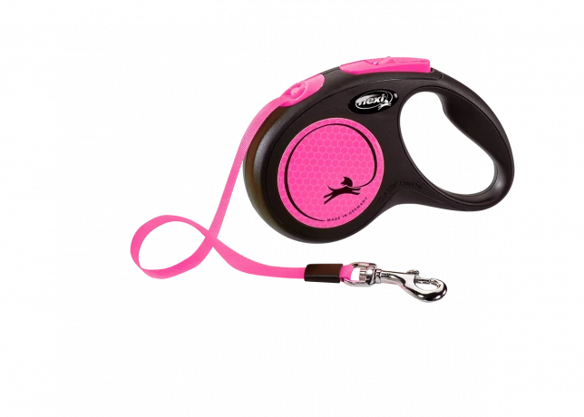 Поводок-рулетка для собак flexi New Neon S 5 м лента, розовый
