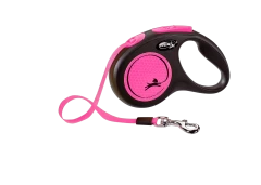 Поводок-рулетка для собак flexi New Neon S 5 м лента, розовый