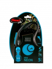 Поводок-рулетка для собак flexi New Neon S 5 м лента, синий
