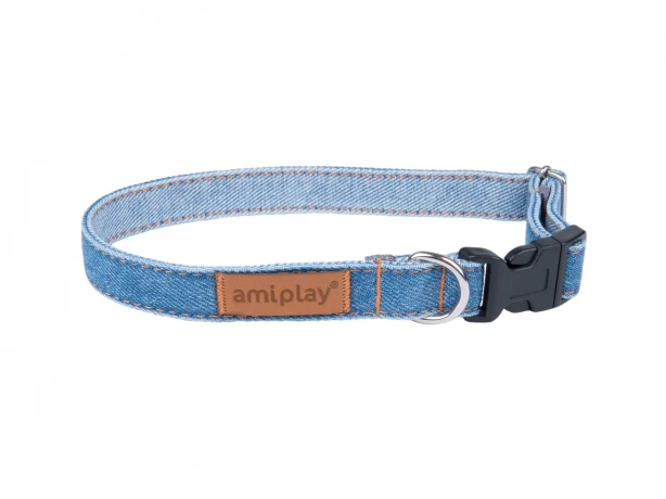 Ошейник регулируемый AmiPlay Denim голубой, размер XL