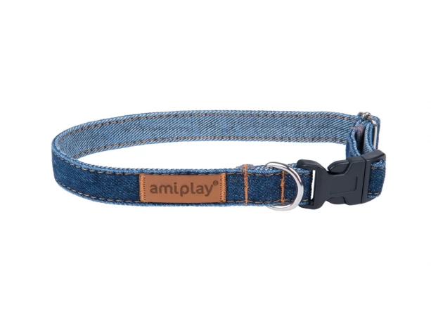 Ошейник регулируемый AmiPlay Denim синий, размер M