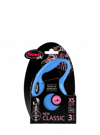Рулетка-поводок для собак flexi New Classic XS 3 м трос, синий