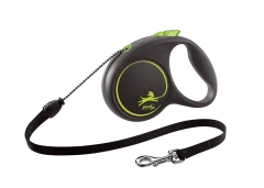 Поводок-рулетка для собак flexi Black Design M 5 м 20 кг трос, зеленый