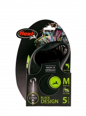 Поводок-рулетка для собак flexi Black Design M 5 м 20 кг трос, зеленый
