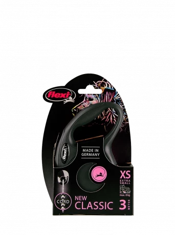 Рулетка-поводок для собак flexi New Classic XS 3 м трос, черный
