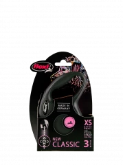 Рулетка-поводок для собак flexi New Classic XS 3 м трос, черный