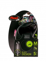 Поводок-рулетка для собак flexi Black Design M 5 м 20 кг трос, розовый
