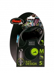 Поводок-рулетка для собак flexi Black Design M 5 м 20 кг трос, синий
