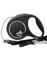Поводок-рулетка для собак flexi Black Design M 5 м 20 кг трос, черный