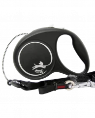 Поводок-рулетка для собак flexi Black Design M 5 м 20 кг трос, черный