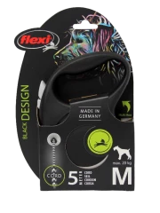 Поводок-рулетка для собак flexi Black Design M 5 м 20 кг трос, черный