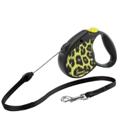 Поводок-рулетка для собак flexi Safari Leopard M 5 м трос, желтый