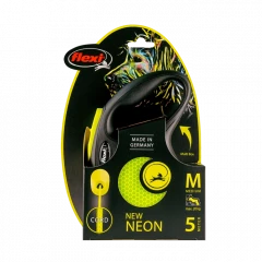 Поводок-рулетка для собак flexi New Neon M 5 м трос, желтый