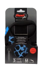 Поводок-рулетка для собак flexi Safari Giraffe M 5 м трос, голубой