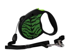 Поводок-рулетка для собак flexi Safari Tiger M 5 м трос, зеленый