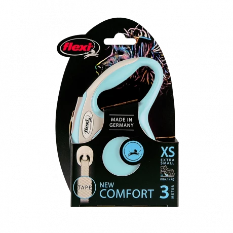 Поводок-рулетка flexi New Comfort XS 3 м 12 кг лента, голубой