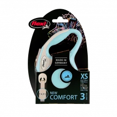 Поводок-рулетка flexi New Comfort XS 3 м 12 кг лента, голубой
