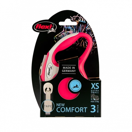Поводок-рулетка flexi New Comfort XS 3 м 12 кг лента, красный
