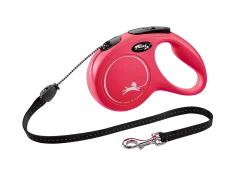 Рулетка-поводок для собак flexi New Classic M 5 м трос, красный