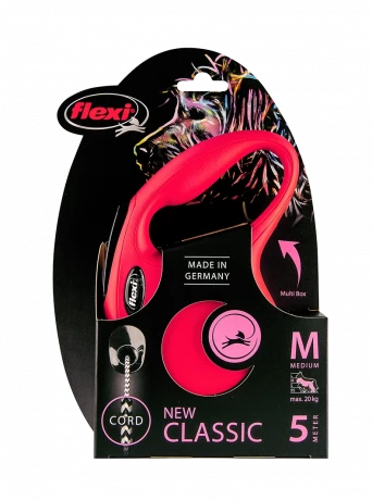 Рулетка-поводок для собак flexi New Classic M 5 м трос, красный