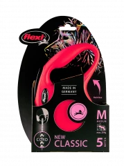 Рулетка-поводок для собак flexi New Classic M 5 м трос, красный