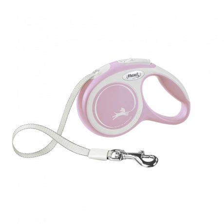 Поводок-рулетка flexi New Comfort XS 3 м 12 кг лента, розовый