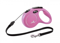 Рулетка-поводок для собак flexi New Classic M 5 м трос, розовый