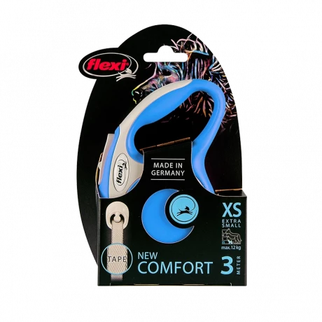 Поводок-рулетка flexi New Comfort XS 3 м 12 кг лента, синий