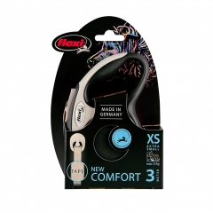 Поводок-рулетка flexi New Comfort XS 3 м 12 кг лента, черный