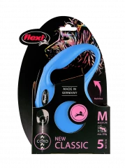 Рулетка-поводок для собак flexi New Classic M 5 м трос, синий