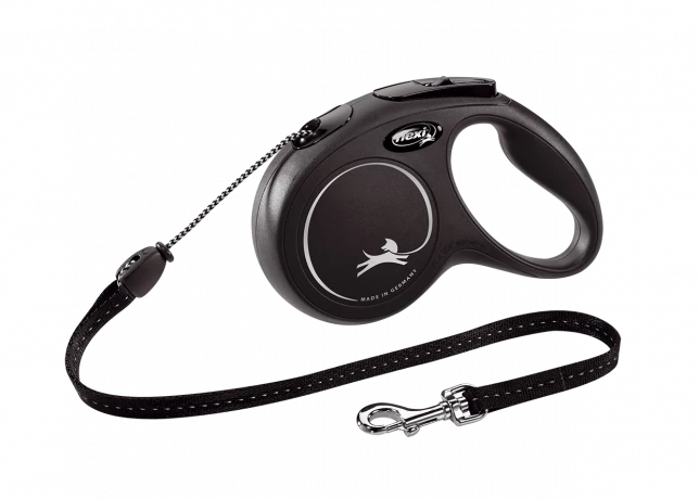 Рулетка-поводок для собак flexi New Classic M 5 м трос, черный