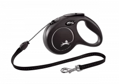 Рулетка-поводок для собак flexi New Classic M 5 м трос, черный