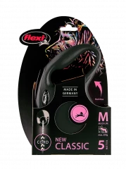 Рулетка-поводок для собак flexi New Classic M 5 м трос, черный