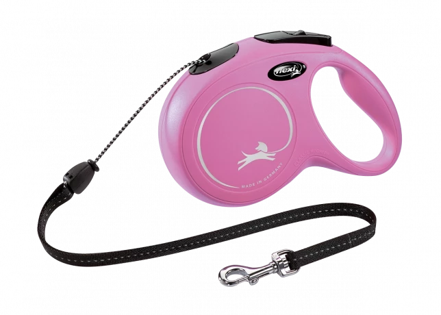 Рулетка-поводок для собак flexi New Classic M 8 м трос, розовый