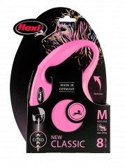 Рулетка-поводок для собак flexi New Classic M 8 м трос, розовый