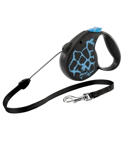 Поводок-рулетка для собак flexi Safari Giraffe S 5 м трос, голубой