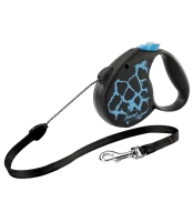 Поводок-рулетка для собак flexi Safari Giraffe S 5 м трос, голубой