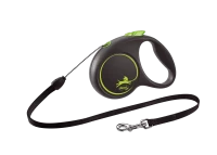 Поводок-рулетка для собак flexi Black Design S 5 м 12 кг трос, зеленый