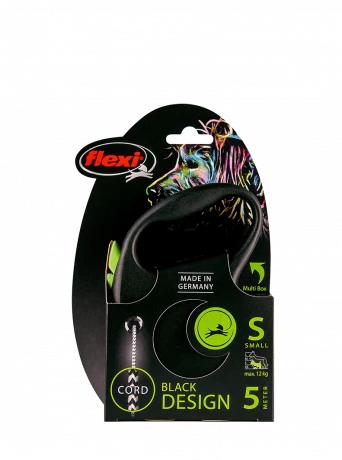 Поводок-рулетка для собак flexi Black Design S 5 м 12 кг трос, зеленый