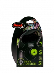 Поводок-рулетка для собак flexi Black Design S 5 м 12 кг трос, зеленый