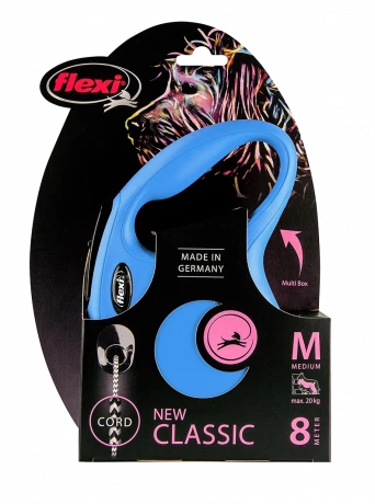 Рулетка-поводок для собак flexi New Classic M 8 м трос, синий