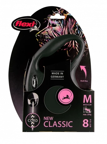 Рулетка-поводок для собак flexi New Classic M 8 м трос, черный