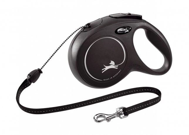 Рулетка-поводок для собак flexi New Classic M 8 м трос, черный