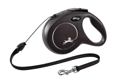 Рулетка-поводок для собак flexi New Classic M 8 м трос, черный