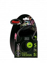 Поводок-рулетка для собак flexi Black Design S 5 м 12 кг трос, розовый